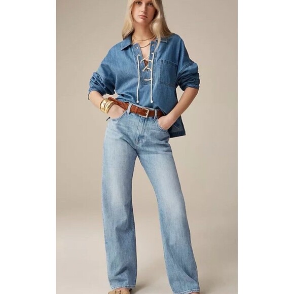 J. Crew Point Sur Loose Straight Jeans Size 37 Clear Skies Wash J Crew NWT - Picture 1 of 10